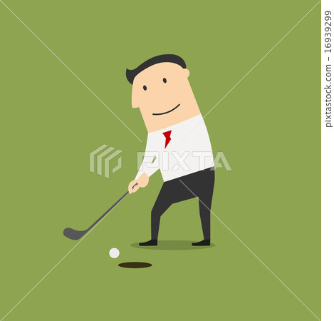 Businessman putting ball into a hole 16939299