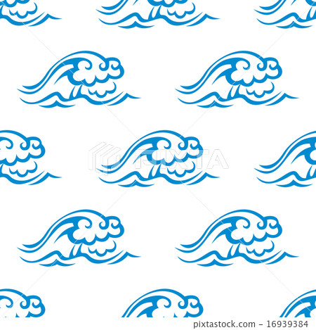 Seamless pattern of blue sea waves Seamless pattern of blue sea waves 16939384