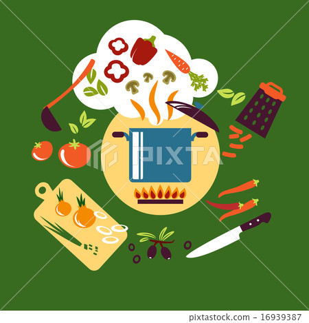 Cooking vegetarian food flat design Cooking vegetarian food flat design 16939387