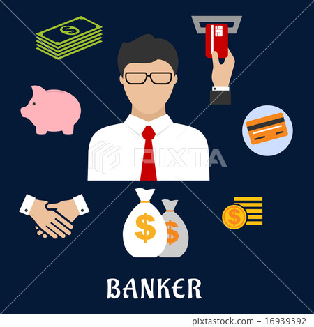 Banker and financial flat icons 16939392