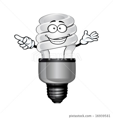 Cartoon saving light bulb character Cartoon saving light bulb character 16939581