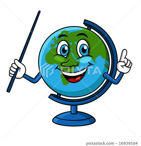 Cartoon globe character with pointer Cartoon globe character with pointer 16939584