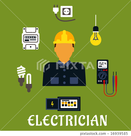 Electrician with devices and tools Electrician with devices and tools 16939585