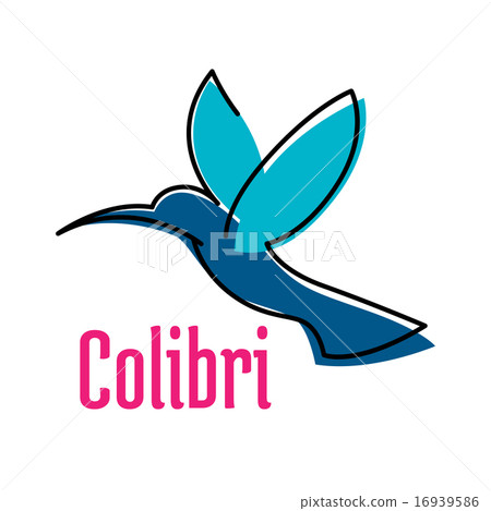 Flying blue hummingbird bird symbol Flying blue hummingbird bird symbol 16939586