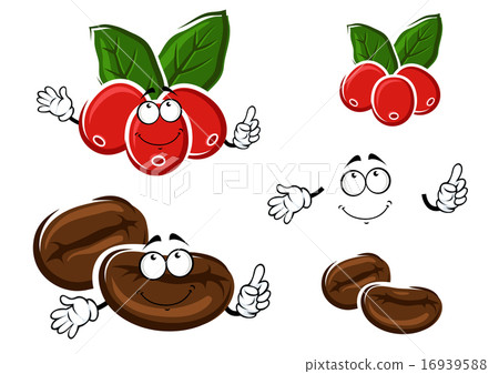 Coffee berries and beans cartoon characters 16939588
