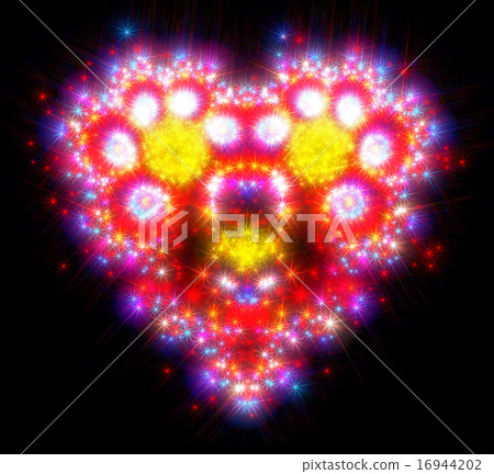 Shines and sparkles in the form of a romantic red heart that symbolizes love. Fractal art graphics 16944202