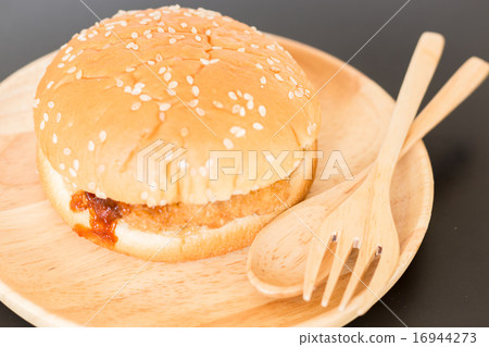 Delicious deep fried pork burger 16944273