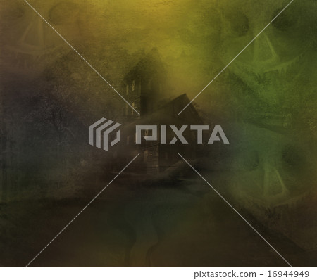 grungy Halloween background with haunted house - Stock Illustration ...