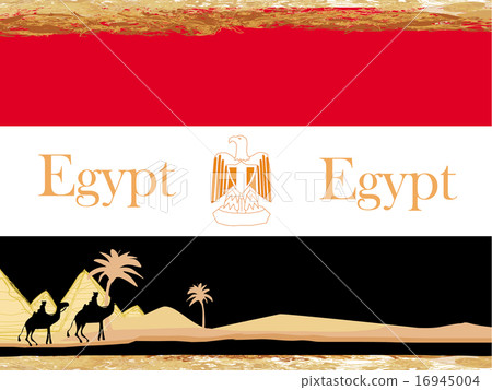 camel caravan in wild africa - flag of egypt camel caravan in wild africa - flag of egypt 16945004