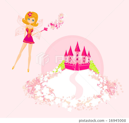 fairy flying above castle fairy flying above castle 16945008