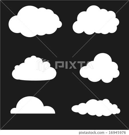 Vector illustration of clouds collection. White shapes on black backround. Vector illustration of clouds collection. White shapes on black backround. 16945976