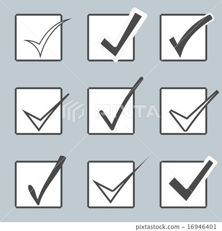 Vector confirm icons set. Yes icon. Check Mark icon. Checkboxes. Vector confirm icons set. Yes icon. Check Mark icon. Checkboxes. 16946401