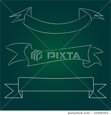 vintage retro ribbon, chalk on a green blackboard vintage retro ribbon, chalk on a green blackboard 16946403