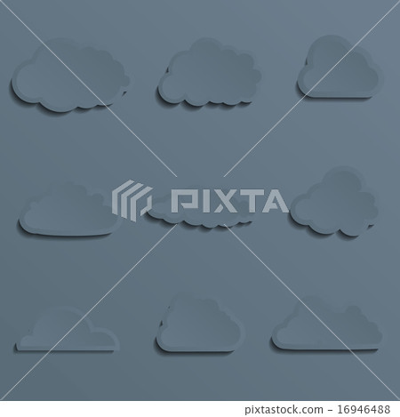 Set of a paper cut clouds. Stylish. With shadow. 16946488