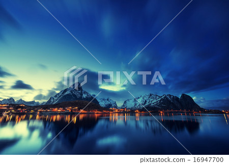 sunset  in Reine Village, Lofoten Islands, Norway 16947700