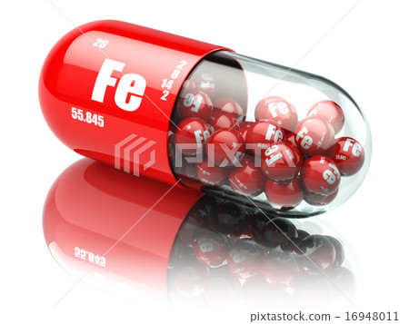 Pills with iron FE element Dietary supplements.  16948011