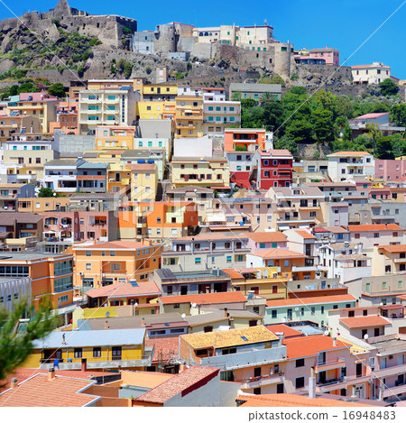 Colorful houses and a castle of Castelsardo town 16948483