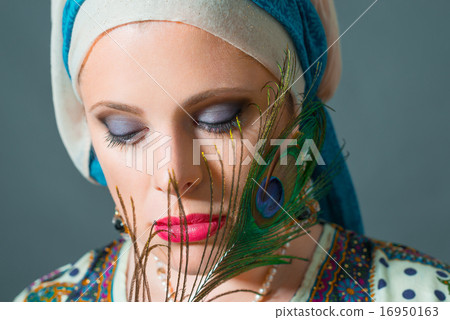 Portrait of beautiful woman wearing turban Portrait of beautiful woman wearing turban 16950163