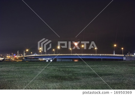 在Minato Mirai橋上可以看到寬闊的草原和夜景 16950369