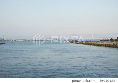 View of Yokohama Bay Bridge from Minato Mirai Bridge Landscape at Port of Yokohama 16950388