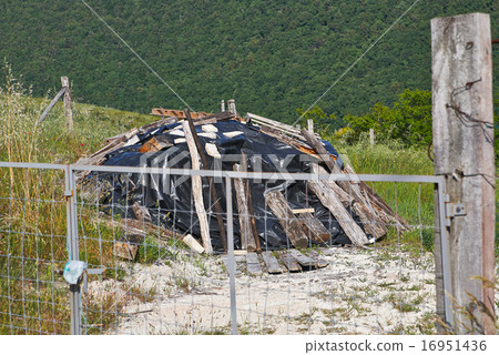 garbage collected heap and sealed black plastic garbage collected heap and sealed black plastic 16951436