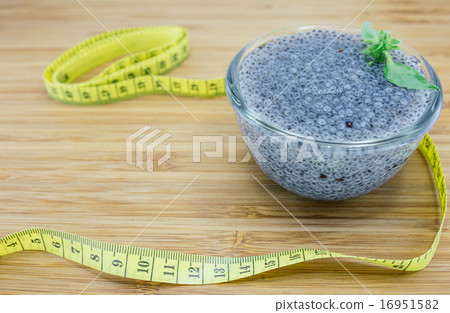 Concept of gelatinous basil seeds for weight loss Concept of gelatinous basil seeds for weight loss 16951582