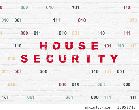 Protection concept: House Security on wall background Protection concept: House Security on wall background 16951713