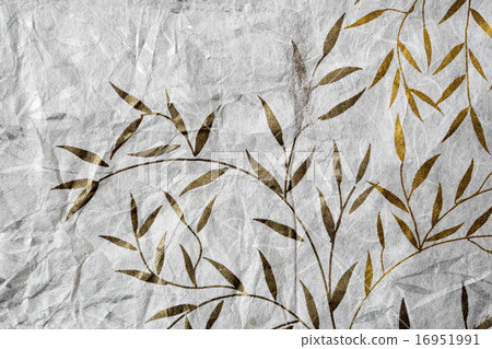 Mulberry paper texture with golden and silver leaf 16951991