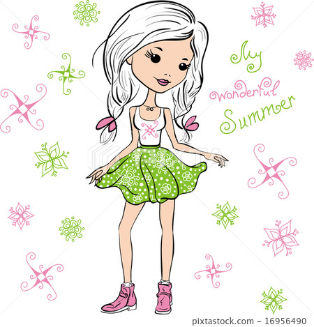 Vector fashion cute happy girl 16956490
