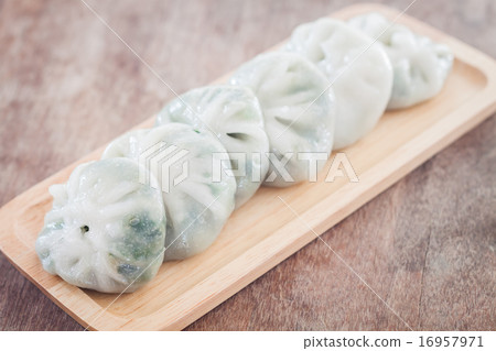 Chinese leek steamed dessert on wooden table 16957971