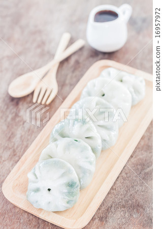 Chinese leek steamed dessert on wooden table 16957972