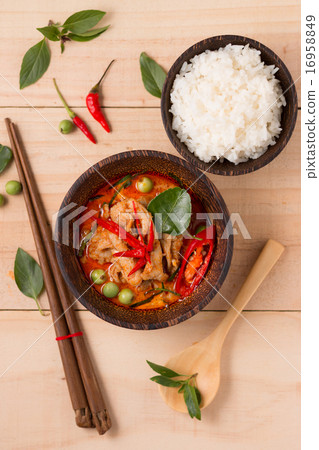 spicy chicken curry with rice,popular Thai food 16958849