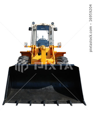 One actual new bulldozer on white 16959204