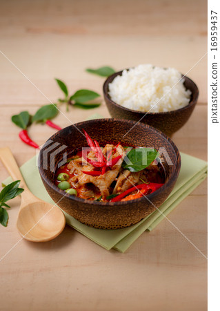 spicy chicken curry with rice,popular Thai food  16959437