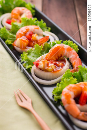 图库照片: sweet and sour shrimp, prawn cocktail