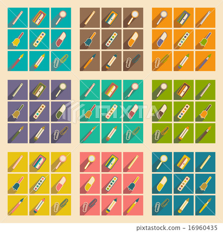 Flat with shadow concept and mobile application school supplies 16960435