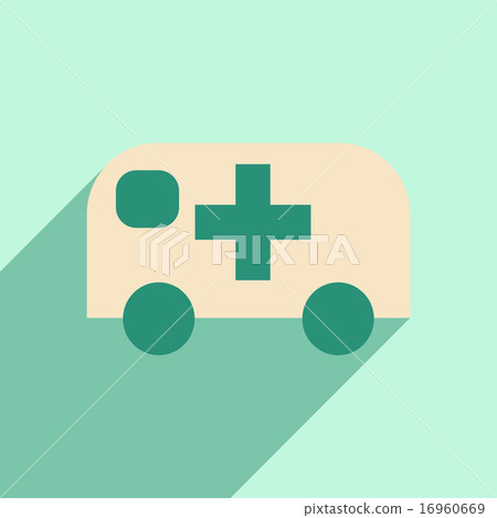 Flat with shadow icon and mobile application ambulance emergency 16960669