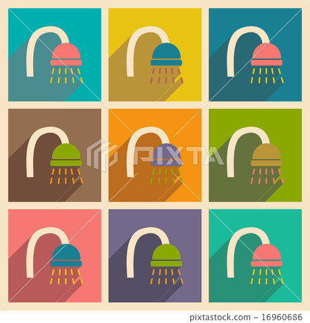 Flat with shadow concept and mobile application shower 16960686