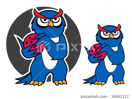 Blue owl character with bowling ball Blue owl character with bowling ball 16962122