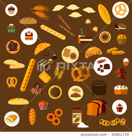 Bakery, pastry and confectionery flat icons 16962159