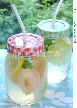 Peach soda and melon soda 16963116
