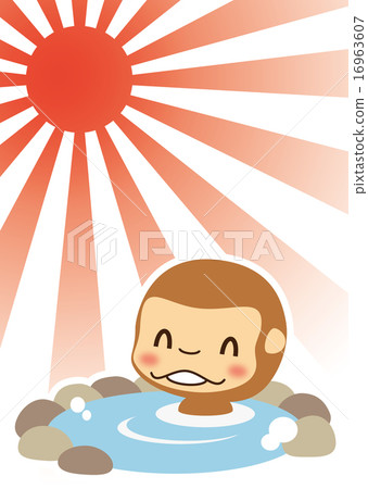 Monkeys enjoying the sunrise hot spring 16963607