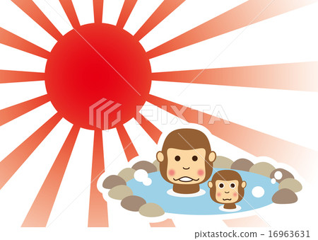Parent and child of monkey who enjoys sunrise hot spring Parent and child of monkey who enjoys sunrise hot spring 16963631