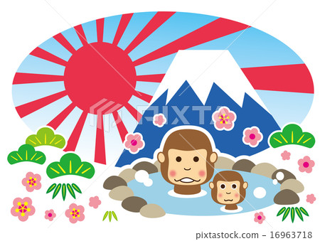 Parent and child of monkey who enjoys Shinshun Onsen Parent and child of monkey who enjoys Shinshun Onsen 16963718