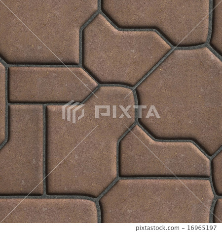 Brown Paving Slabs of the Figures Various Shapes that Mimic Natural Stone. Brown Paving Slabs of the Figures Various Shapes that Mimic Natural Stone. 16965197