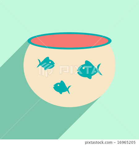 Flat with shadow icon and mobile application aquarium fish 16965205