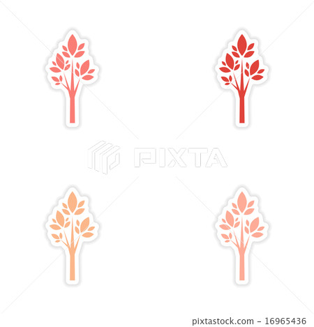 assembly realistic sticker design on paper tree icon assembly realistic sticker design on paper tree icon 16965436