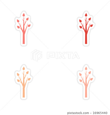 assembly realistic sticker design on paper tree icon 16965440
