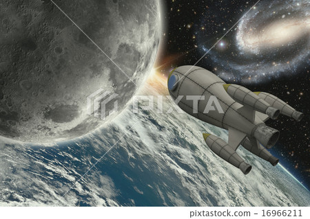 Rocket flying to the moon Rocket flying to the moon 16966211