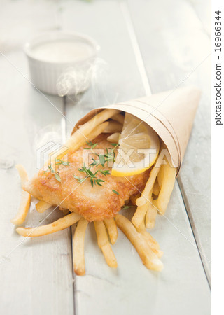 Fish and chips in cone Fish and chips in cone 16966344